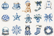 Plaid Blue Christmas Clipart, an Illustration by NadiaTheronArt (Thumbnail 2 of 5)