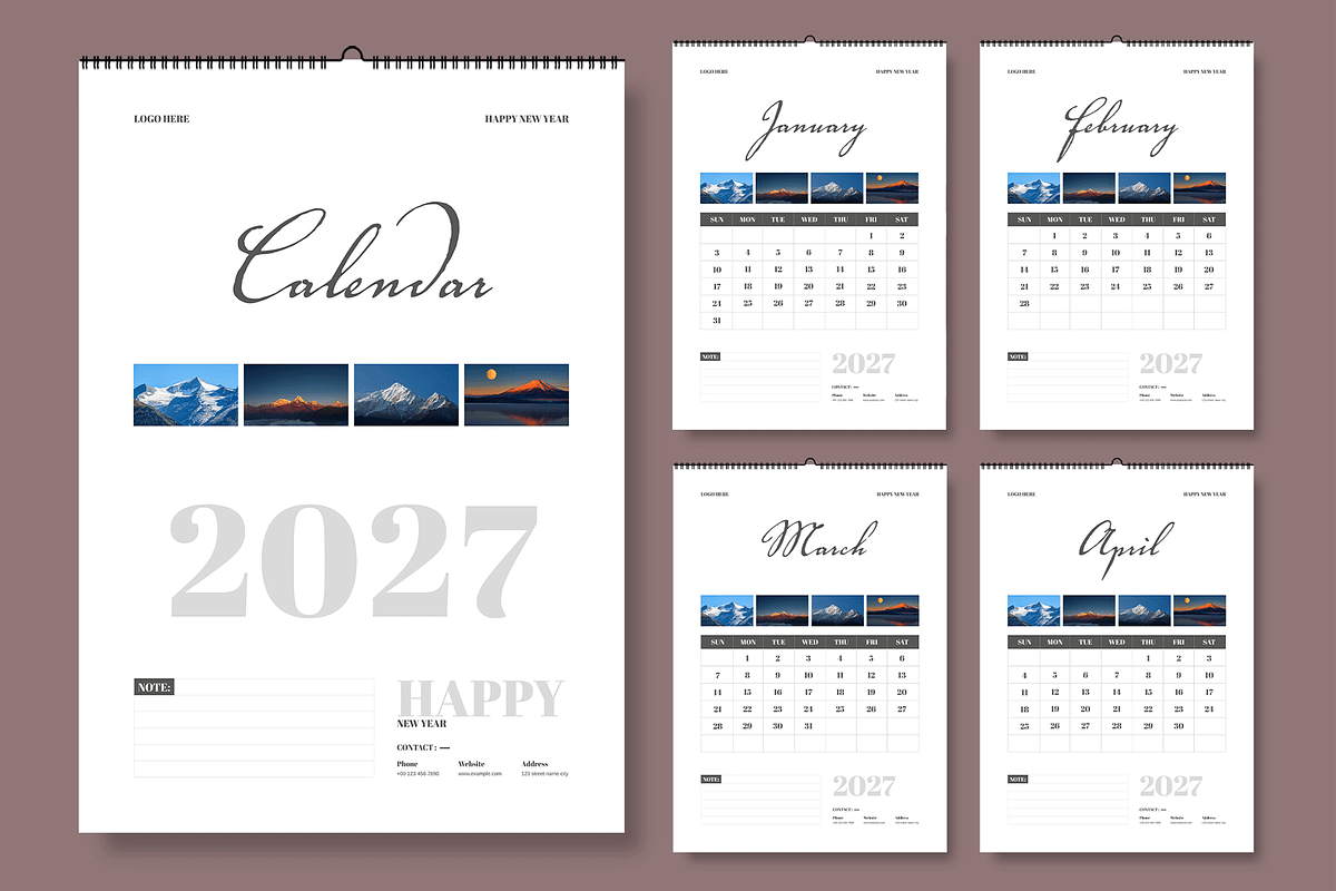 Clean And Calendar Template 2027, a Stationery Template by MightyDesign (Photo 1 of 8)