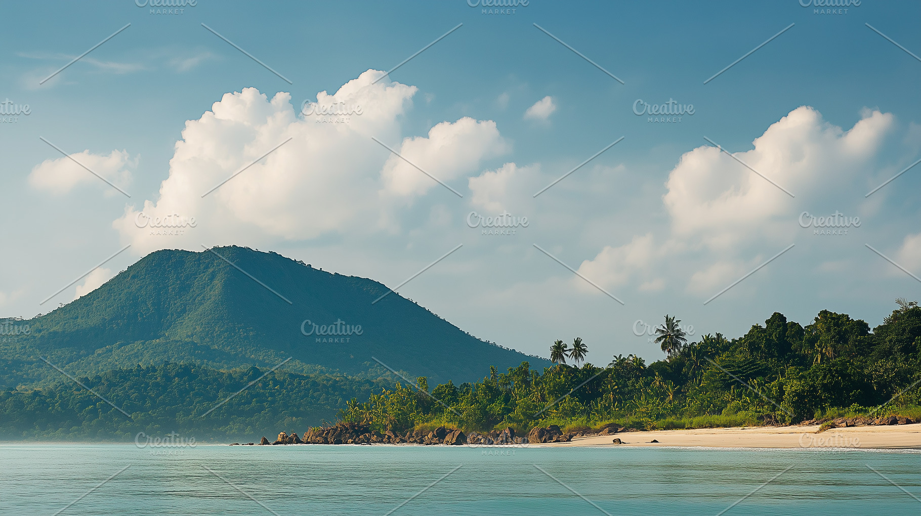 Tropical jungle-covered mountains, a Nature Photo by Imaginarium