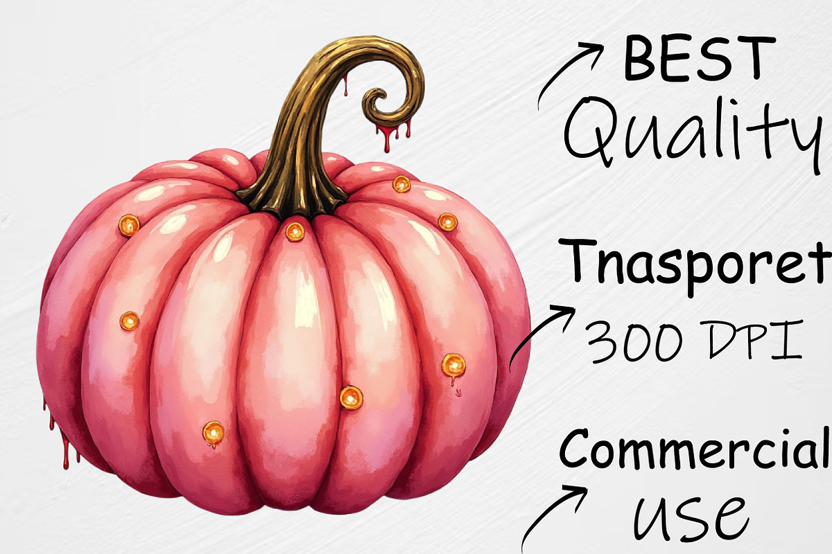 Pink Glam Halloween Pumpkin Clipart, an Illustration by CrexoraLab (Photo 4 of 4)