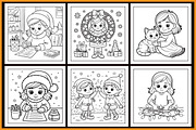 Cozy Christmas Girl Coloring Book, a Seasonal Illustration by protabsorkar11 (Thumbnail 2 of 4)