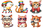 Funny Quirky Cats Clipart, an Illustration by Watercolor design (Thumbnail 2 of 4)