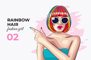 Vector Rainbow Hair Girl, a Person Illustration by Iryna Denysova (Thumbnail 3 of 4)