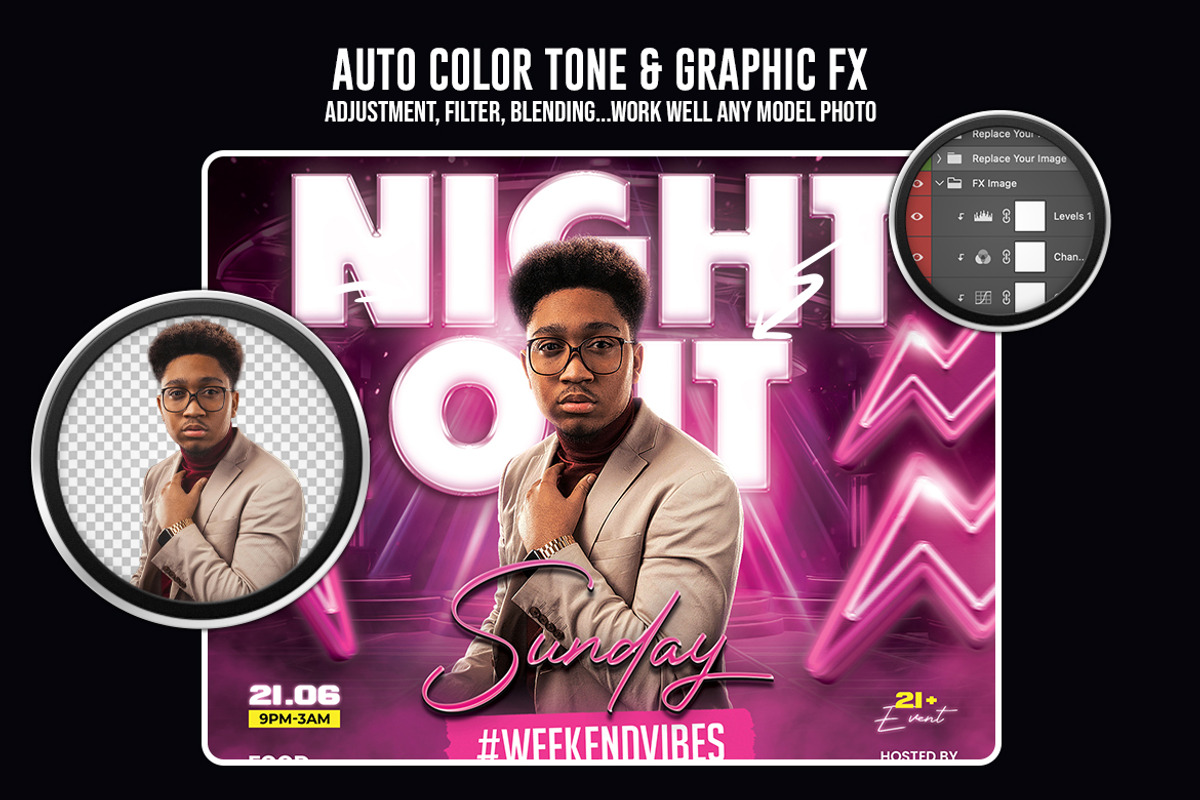 Night Club Flyer, a Flyer Template by iDoodle Studio (Photo 4 of 4)