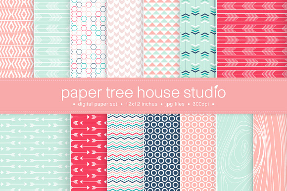 14 Arrow & Woodgrain Digital Papers preview 4
