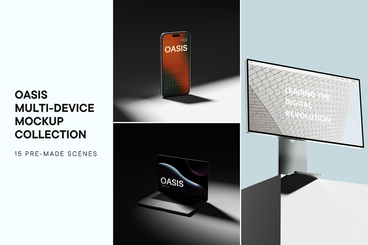 Oasis Multi-Device Mockup Collection, a Mac Mockup by Mockup Line (Photo 1 of 11)