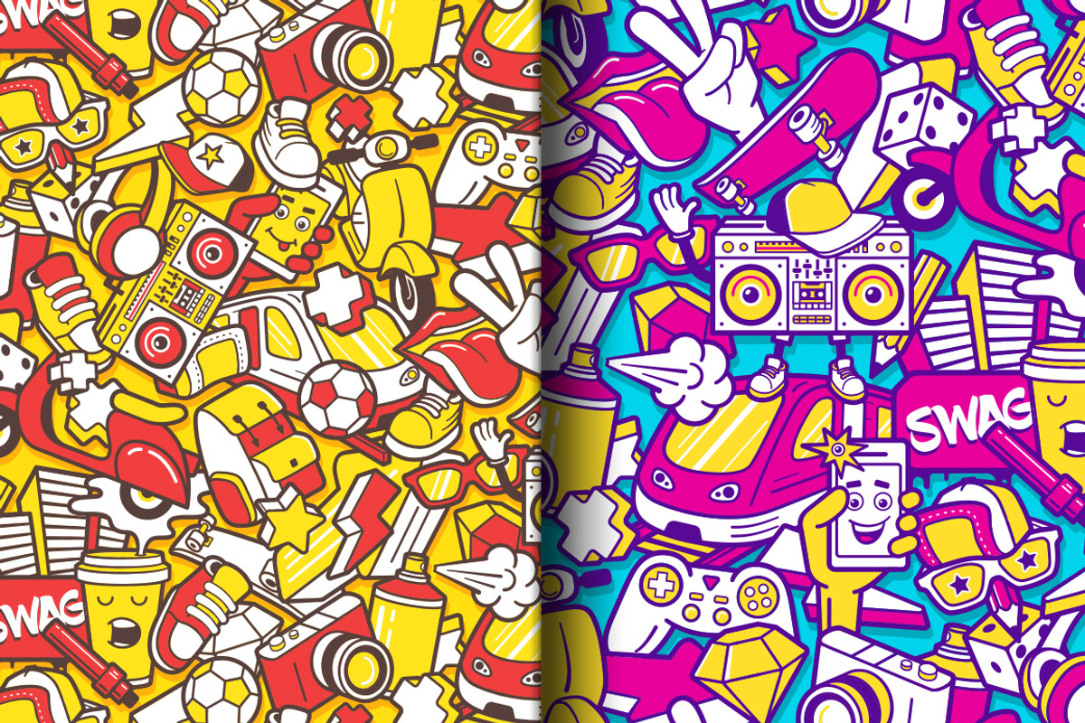 Urban lifestyle seamless patterns, a Pattern Graphic by yurlick (Photo 2 of 3)