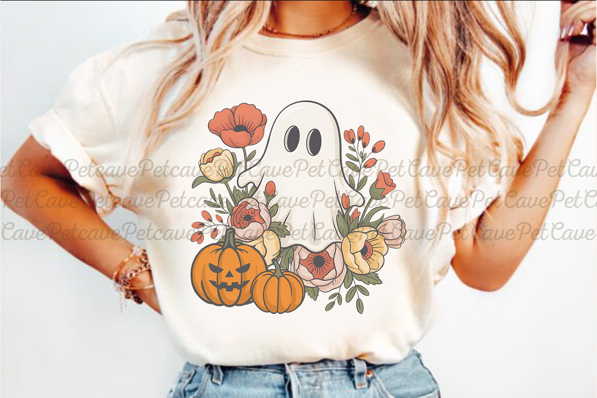 Floral Ghost Halloween PNG Bundle, a Graphic by Pet Cave (Photo 7 of 9)