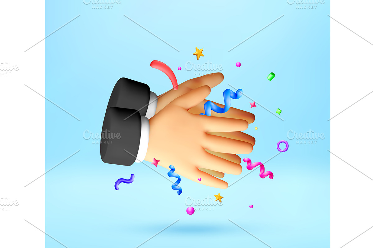 3D Clapping hands representing, an Object Illustration by Abscent