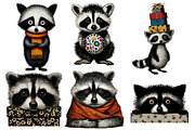 Christmas Cute Raccoon Clipart, an Illustration by Designworld (Thumbnail 4 of 5)