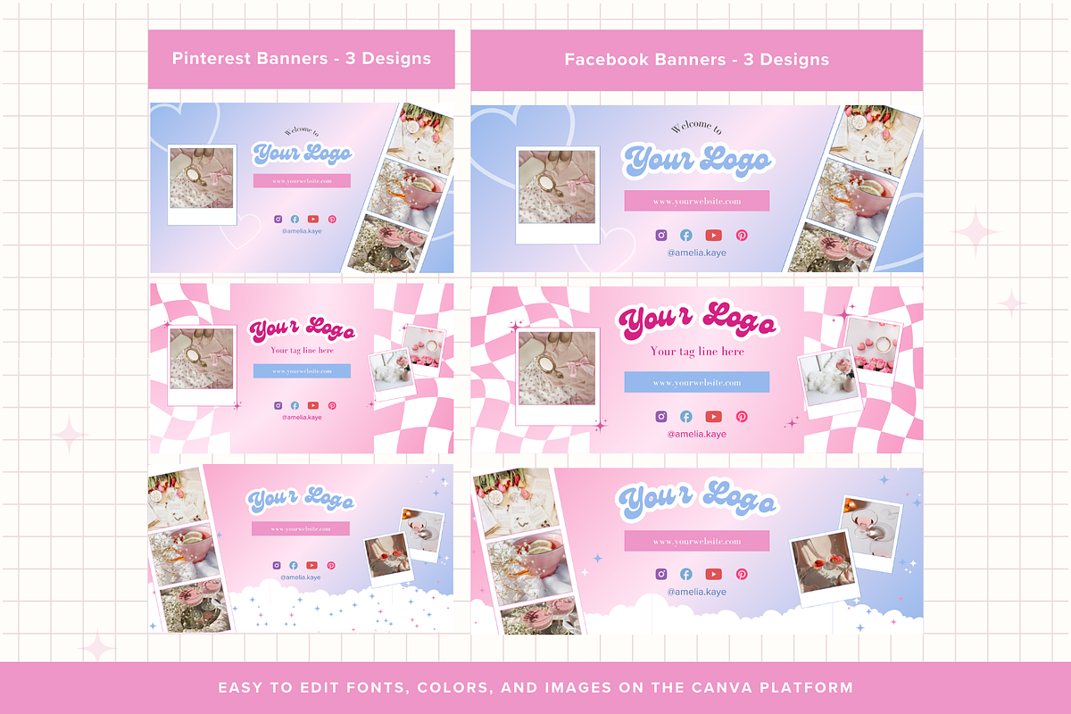 Pink Canva Branding Kit, a Branding & Logo Template by GlamWebDesigns (Photo 7 of 10)