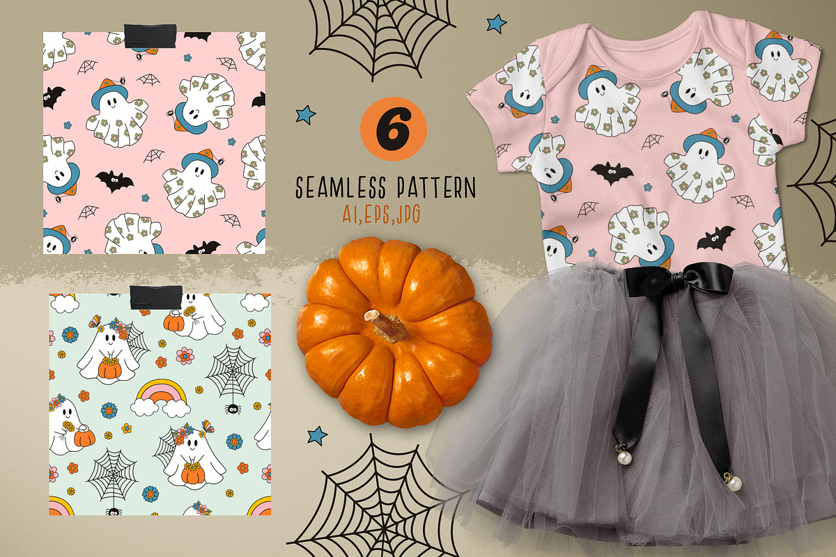 cute ghost collection, a Seasonal Illustration by NataKa (Photo 6 of 9)