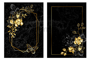 Floral cover with black orchids, an Invitation Template by blackmoon9
