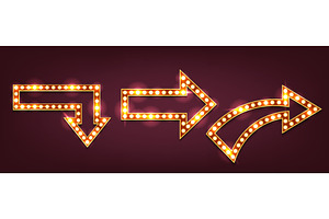 Set of retro arrows with lightbulb, an Object Illustration by Elegant Solution
