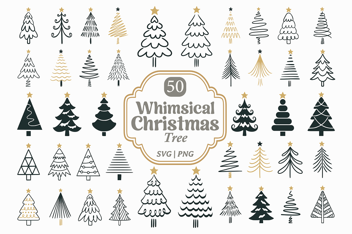 Whimsical Christmas Tree Doodle, a Seasonal Illustration by Kusumaillustration (Photo 1 of 14)