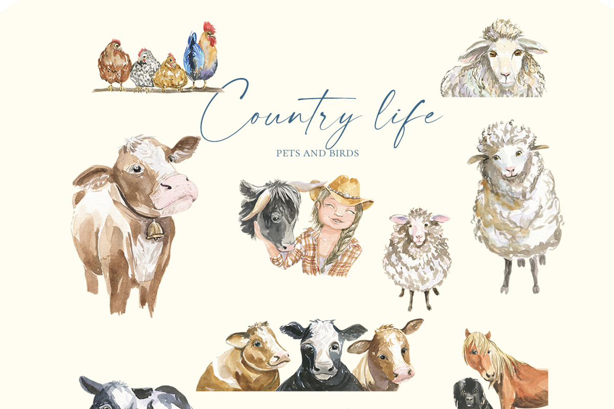 Country life, an Animal Illustration by Love Watercolor Store (Photo 2 of 9)