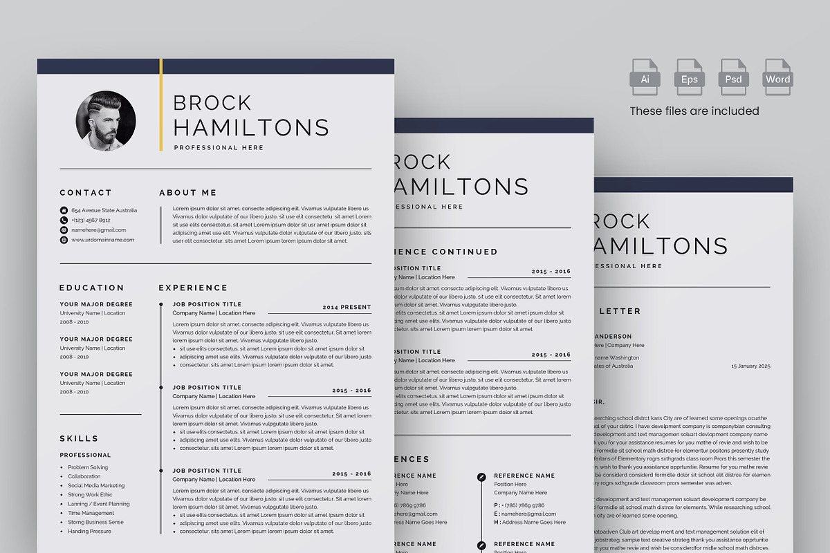 Modern Resume/CV Template, a Resume Template by Proper_media (Photo 3 of 7)