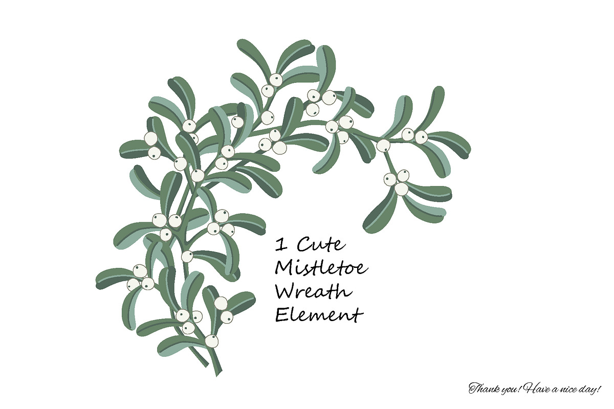Mistletoe Wreath Illustration Set, an Object Graphic by Toltemara (Photo 3 of 3)