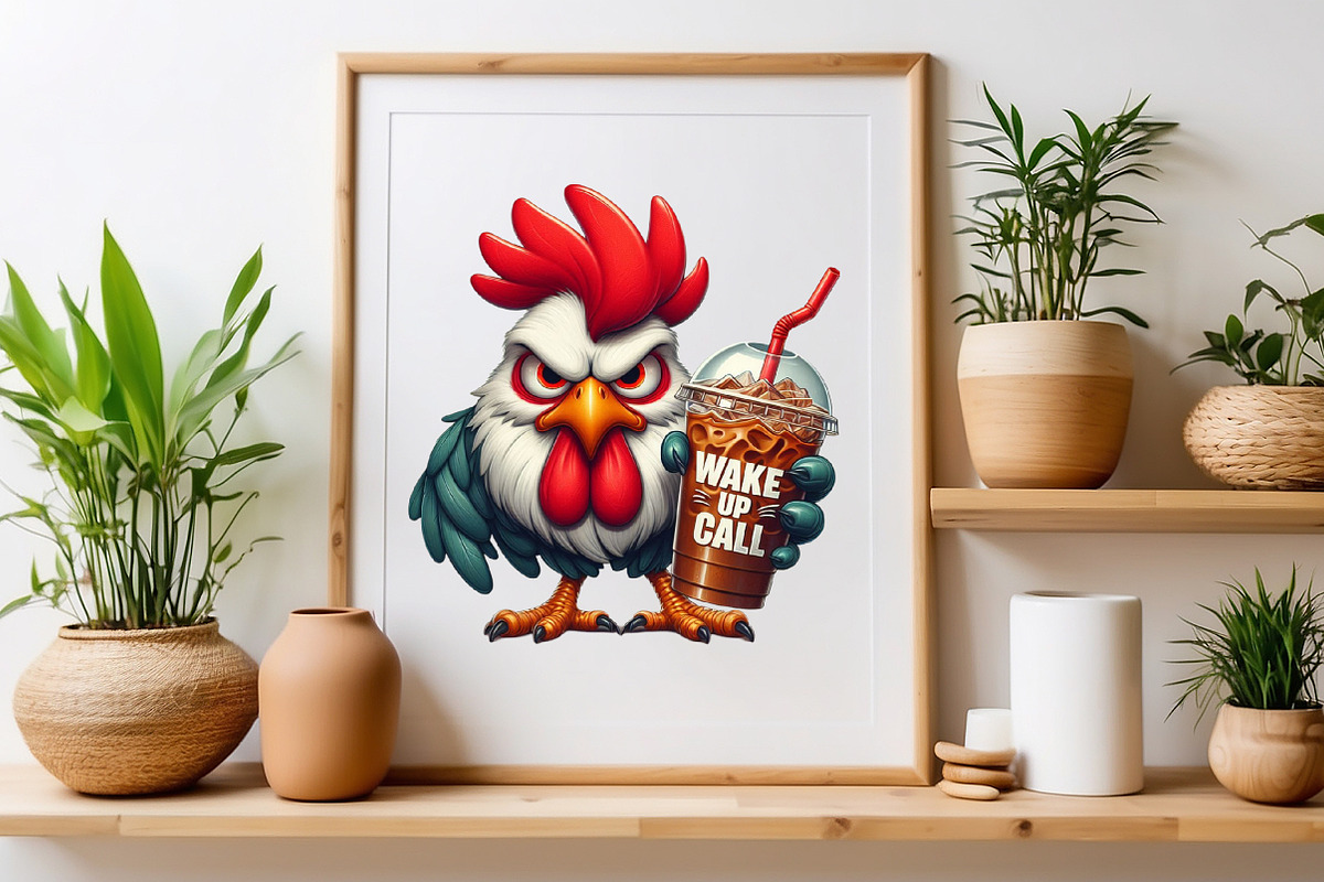 Grumpy Coffee Chicken Clipart Bundle, a Seasonal Illustration by Craft Nest (Photo 6 of 6)