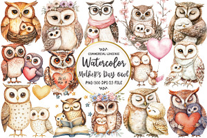 Mother's Day Owl Sublimation Clipart, an Illustration by OK Design