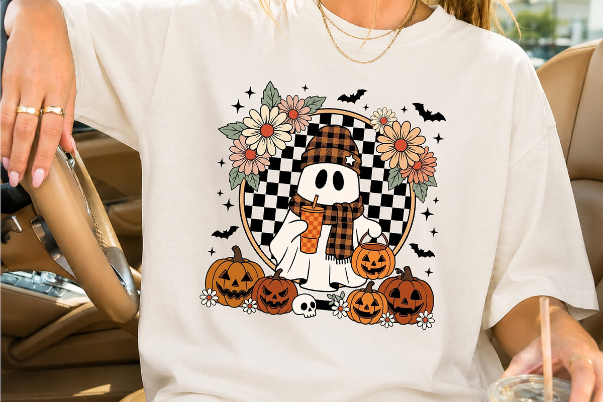 Cozy Fall Ghost with Pumpkins Art, a Seasonal Illustration by Creative Art (Photo 2 of 3)