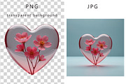 Glass Heart Flowers Clip Art, a Decorative Illustration by TetianaArt (Thumbnail 4 of 10)
