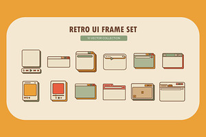 Retro UI Frame Illustration Set, a Technology Illustration by Creathub Studio