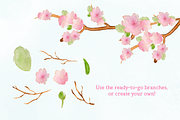 Cherry Blossoms Watercolor Clipart, an Illustration by Emerald & Ivy Studios (Thumbnail 3 of 3)