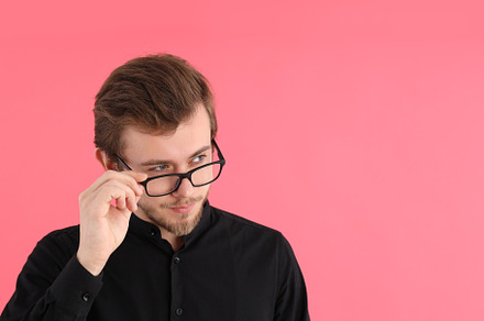 Concept of people with young man on pink background, a Person Photo by AtlasStudio PRO