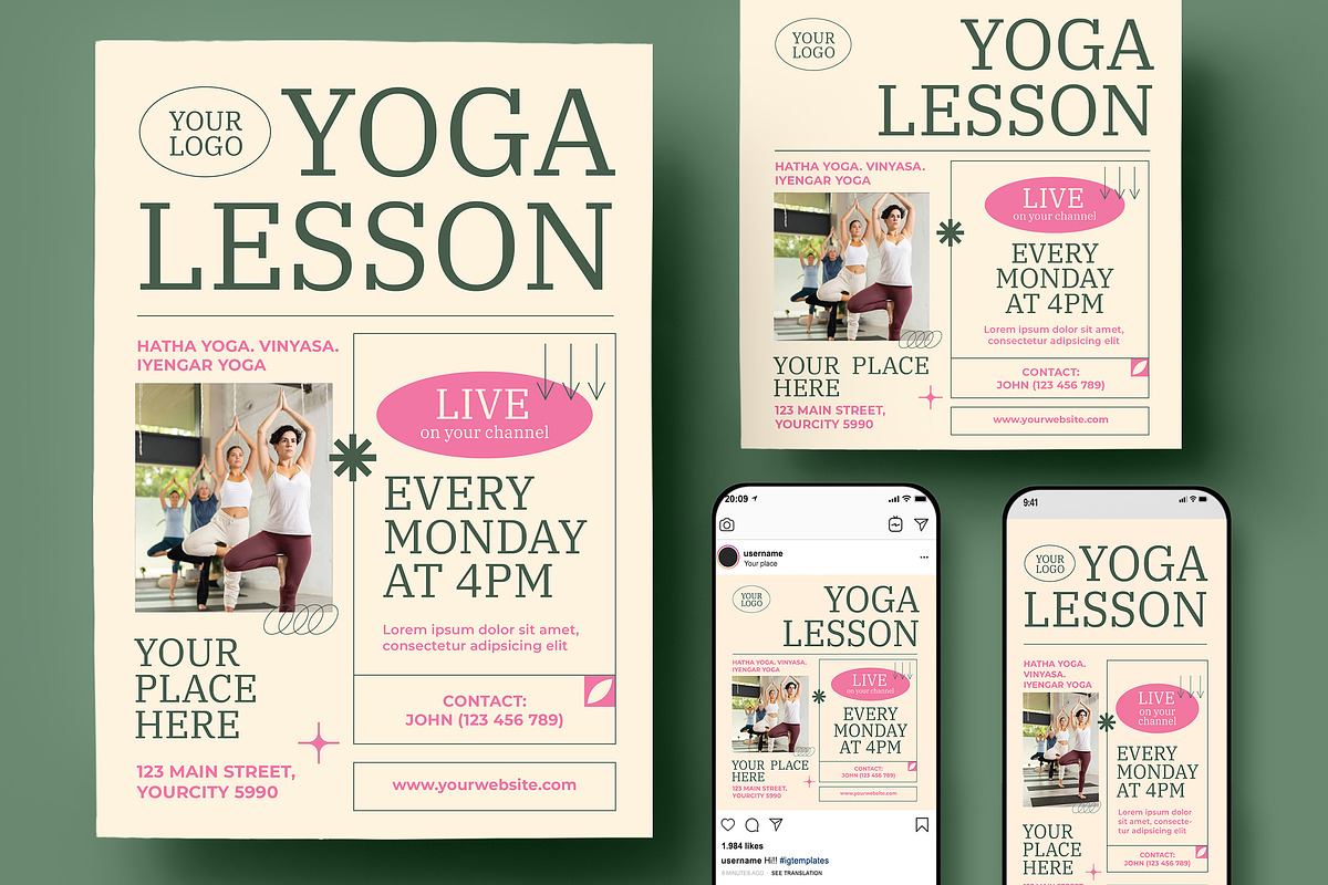 Yoga Class Flyer, a Flyer Template by Creativestoree (Photo 1 of 5)