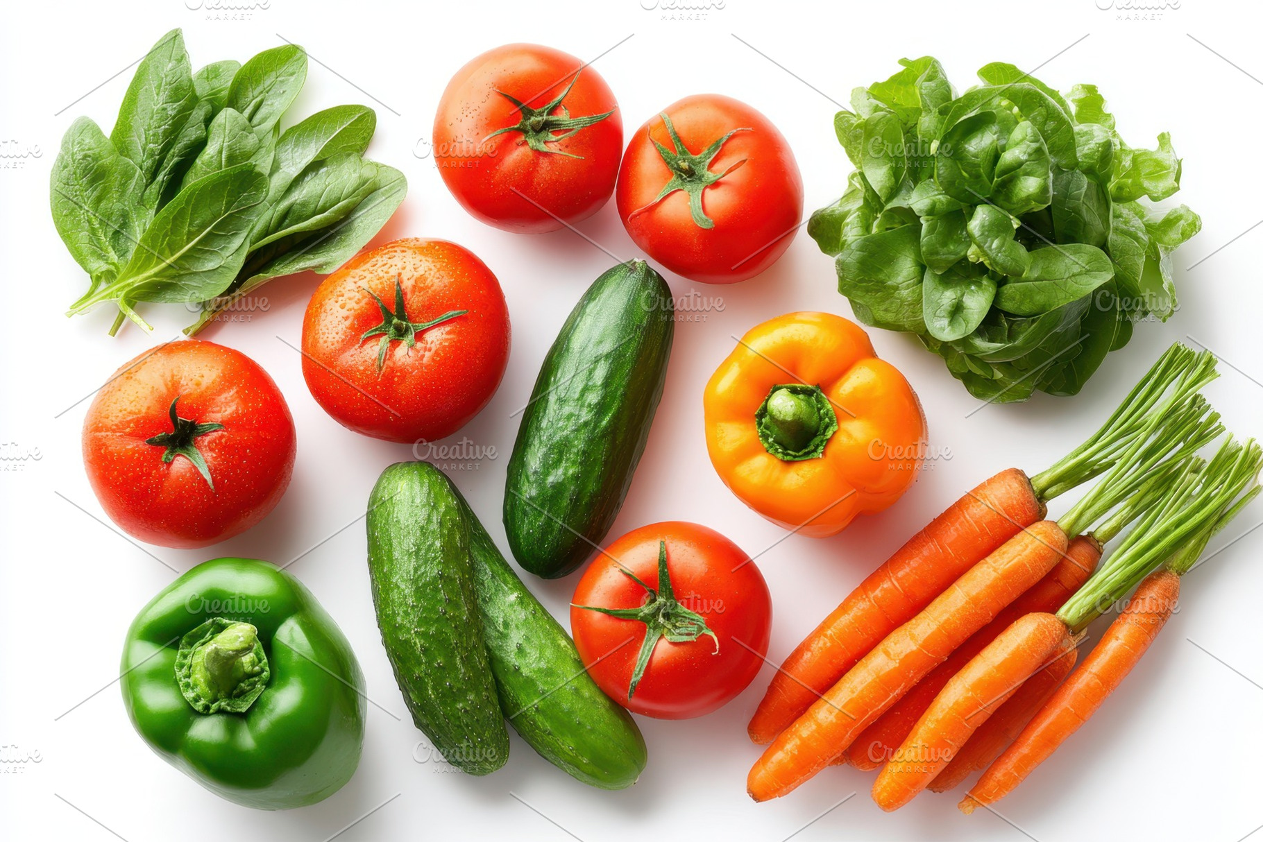 Fresh colorful vegetable grid, a Food & Drink Photo by AlyaAnd