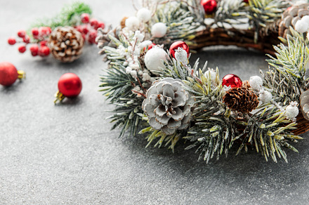 Decorative festive Christmas wreath, a Holiday Photo by Olena Rudo