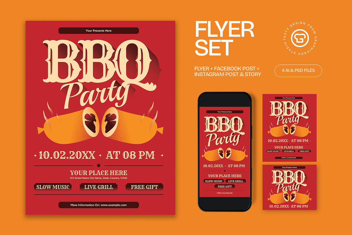 BBQ Party Flyer, a Flyer Template by graphicook (Photo 1 of 3)