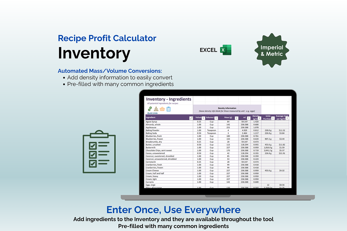 Recipe Profit Calculator - Excel