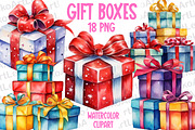 Gift Boxes Watercolor Clipart, a Decorative Illustration by LekoArt (Thumbnail 1 of 10)