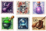 Halloween Faux Postage Stamps, an Illustration by Designking (Thumbnail 2 of 4)