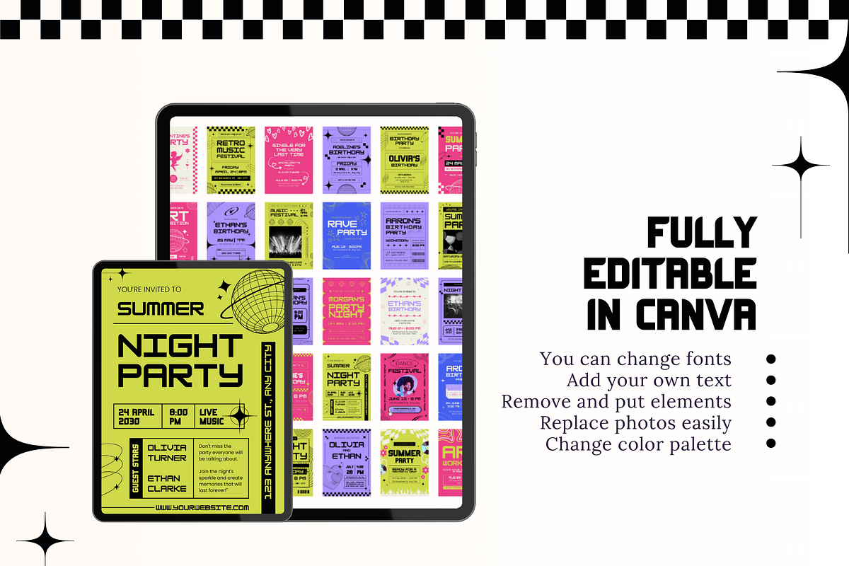 30 Retro Y2K Invitation Templates, a Templates & Theme by TemplateCastleStore (Photo 10 of 10)