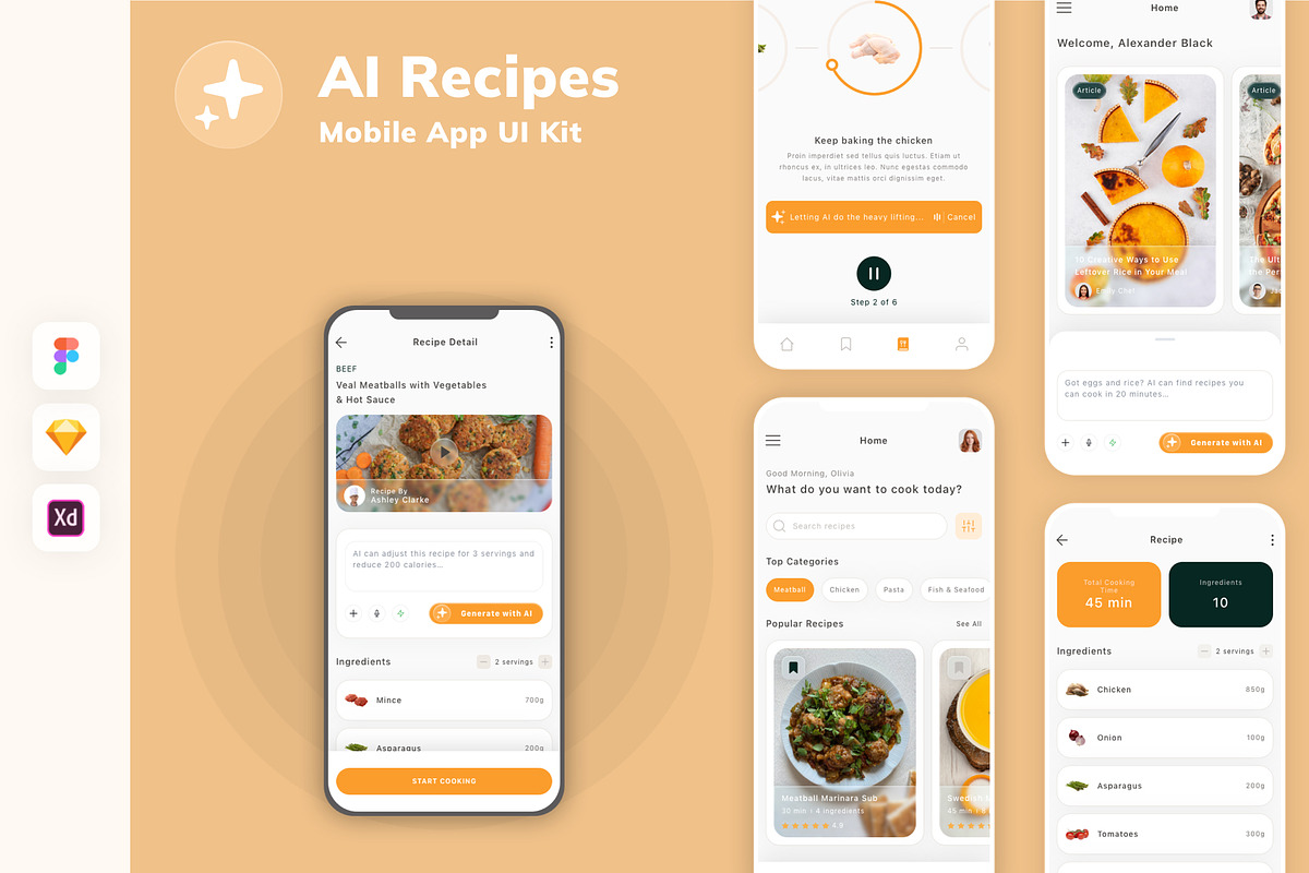 AI Recipes Mobile App UI Kit