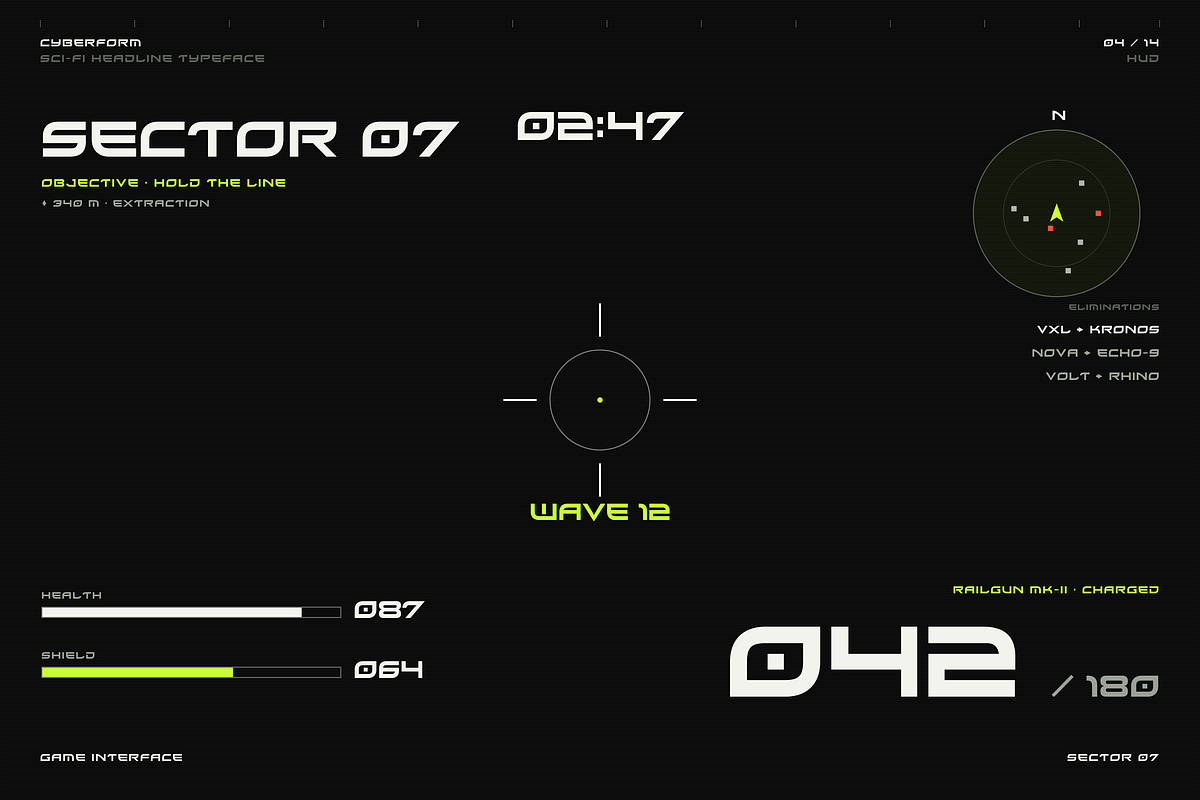 Cyber Form - Geometric Sci-Fi Type, a Sans Serif Font by HipFonts (Photo 3 of 13)