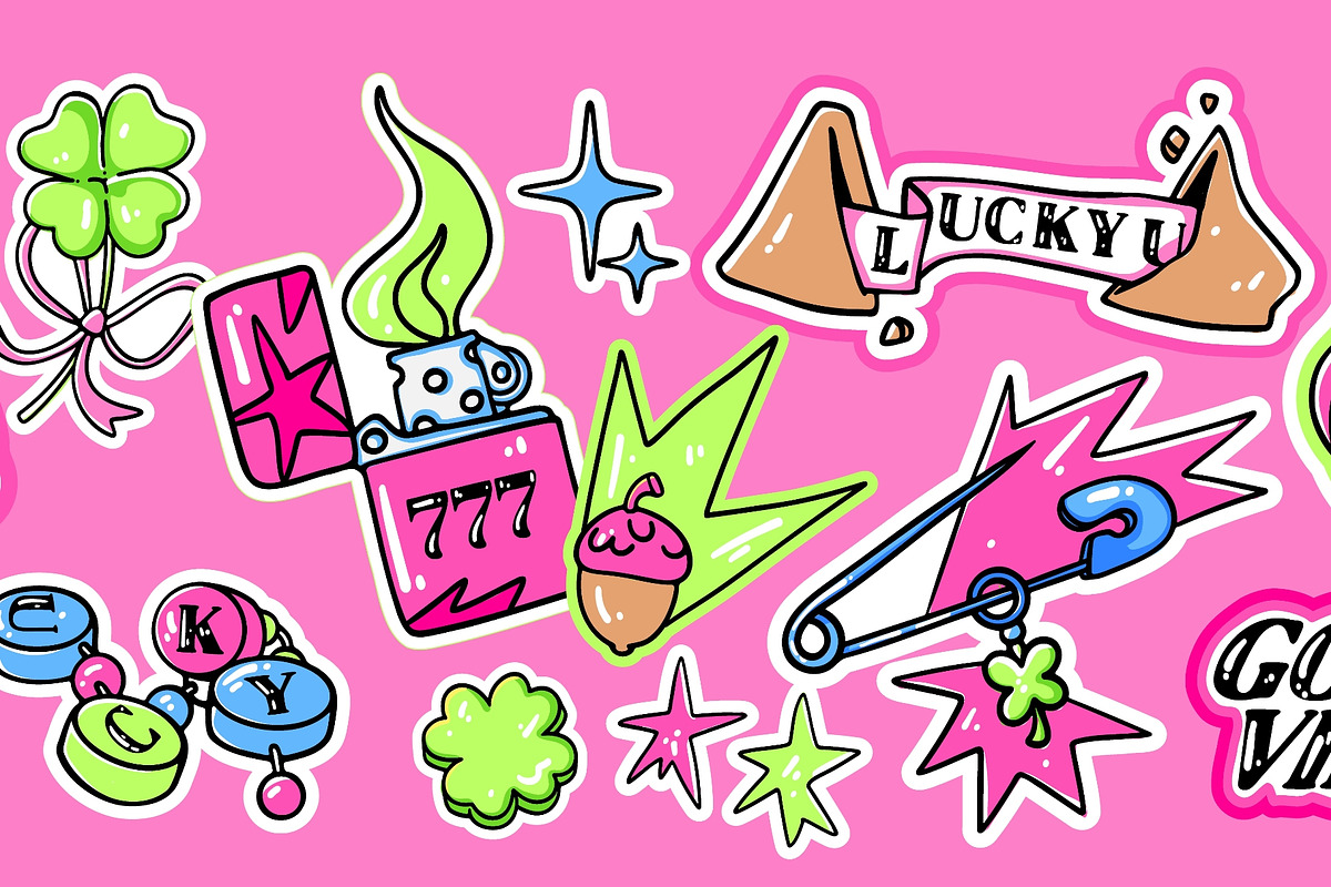 Lucky sticker set with colorful, an Object Illustration by art PVP - market (Photo 2 of 3)