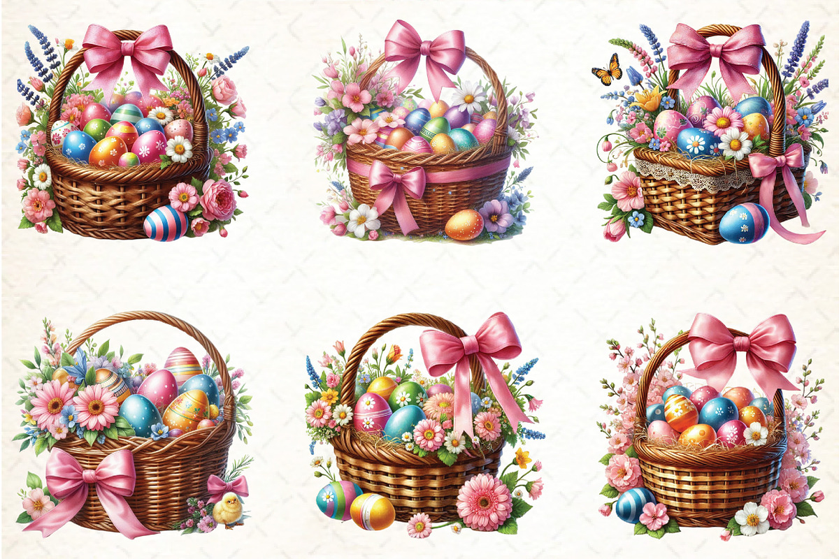 Easter Basket Watercolor Clipart, an Illustration by DreamCafeArt (Photo 3 of 5)