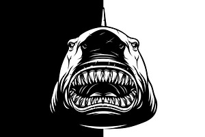 Ferocious shark's head