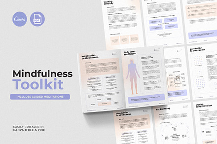 Mindfulness Worksheet Bundle, a Templates & Theme by AndrewPixel