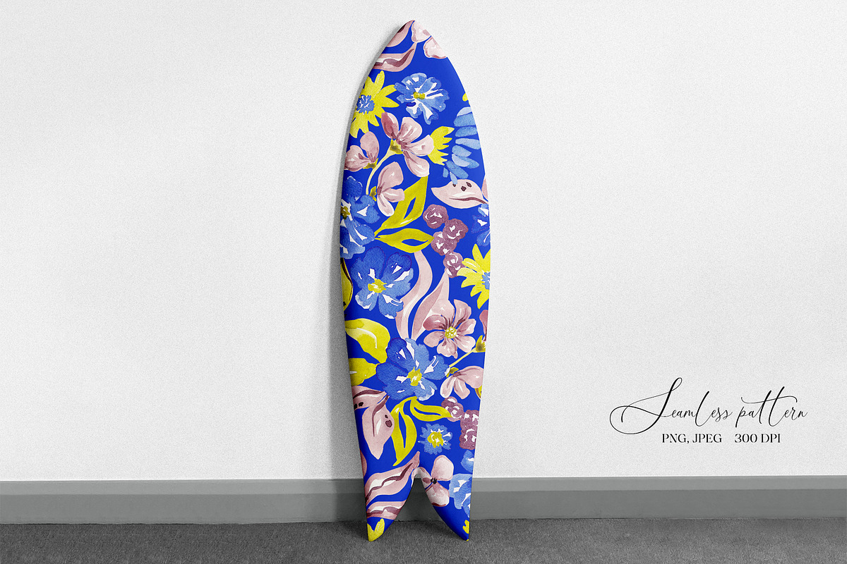 Blue, Yellow, Plum floral pattern, a Pattern Graphic by SirenaArt (Photo 13 of 16)