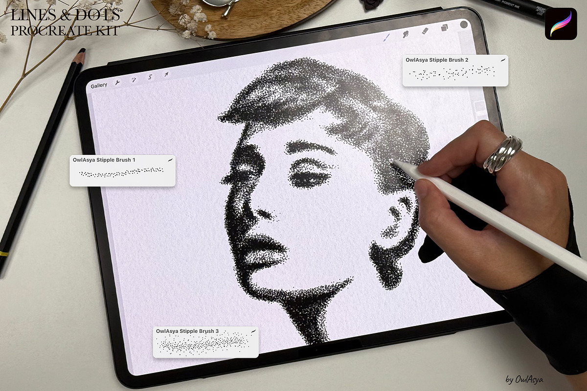 Line & Dots Procreate Brushes Kit, a Brush Add-On by owlasya (Photo 6 of 6)