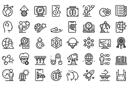 Commitment to innovation icons set, a Work Illustration by Ylivdesign