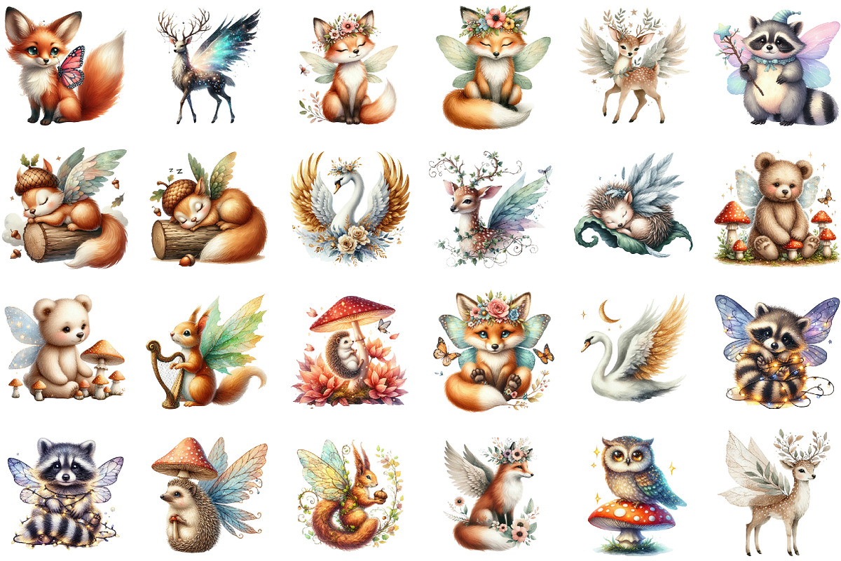 Charming Fairy Woodland Animals Clip, an Illustration by Sublimation Artist (Photo 2 of 6)