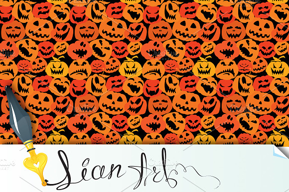 Halloween seamless pattern - pumpkin preview 2