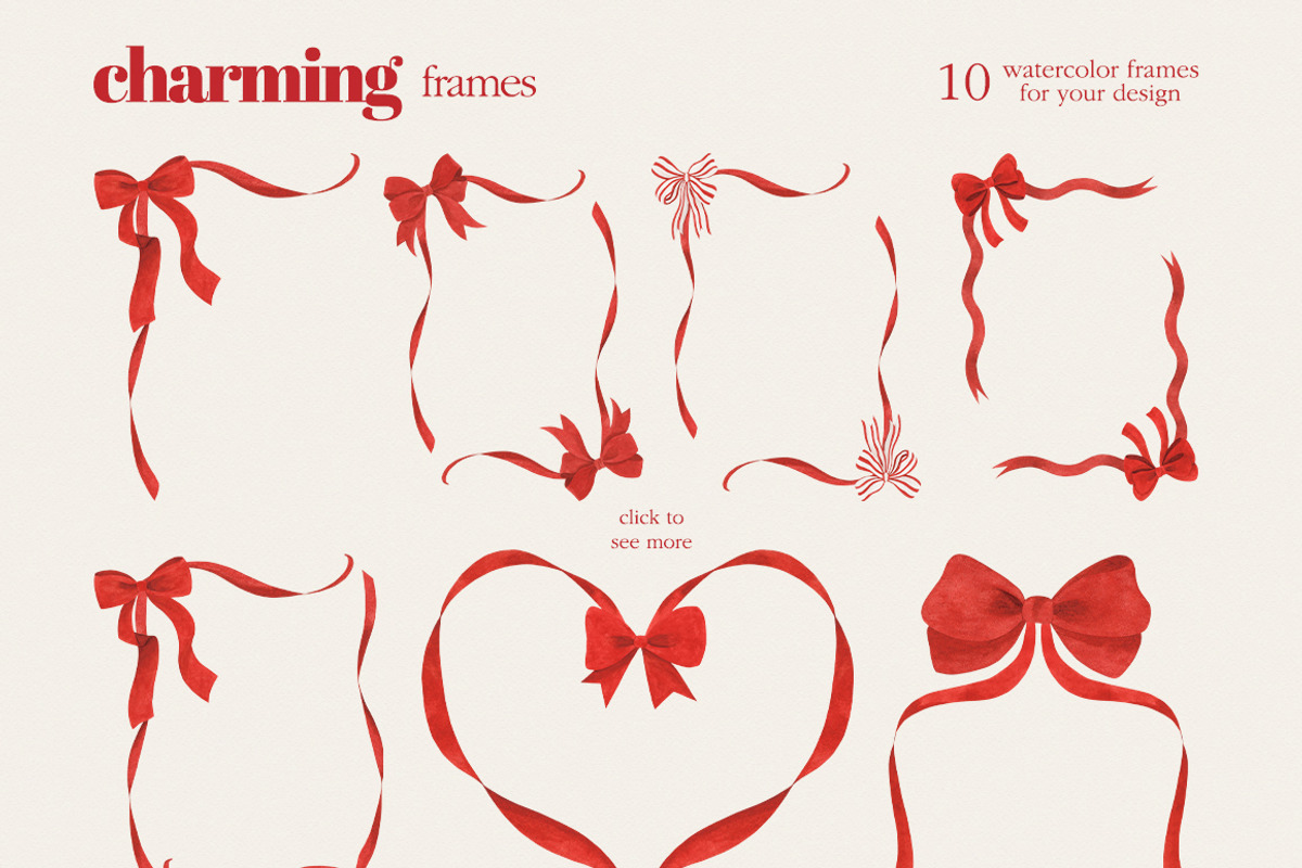 Watercolor Clipart Set Charming Bows, a Decorative Illustration by ViktoriyaD (Photo 5 of 8)