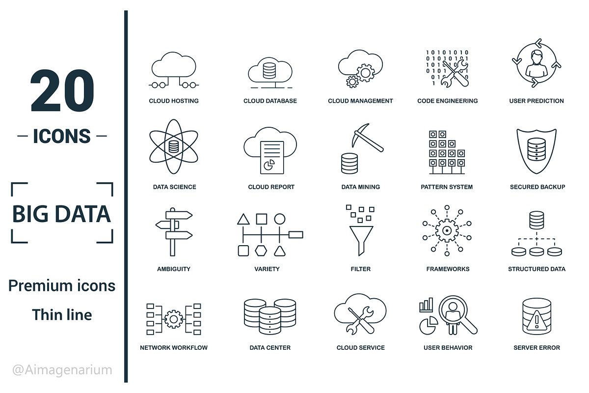 Big Data Line Icon Set, an Object Graphic by Aimagenarium@gmail.com (Photo 1 of 3)